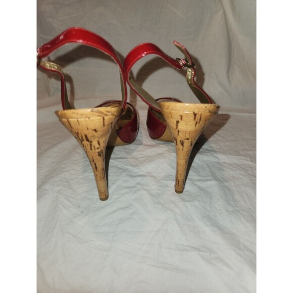 Guess Women's Red Peep Toe Patent Leather Stiletto Heels Pumps Size 7.5 M - Picture 5 of 12